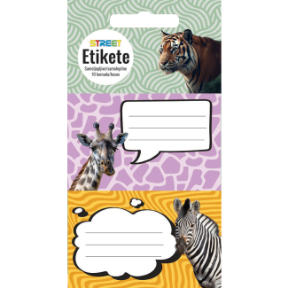 Етикети за тетрадка Street Animals Wild, опаковка 10 бр.