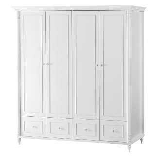 Четирикрилен детски гардероб  с чекмеджета NIL - бял