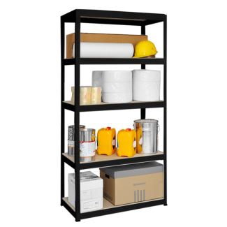 Метален стелаж STAR 180x90x45 см, до 275 кг на рафт  - черен 