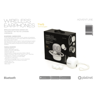 Безжични слушалки тип тапи Platinet, с микрофон, бели