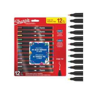 Комплект маркери Sharpie Acrylic Fine 1mm,12 стандртни цвята