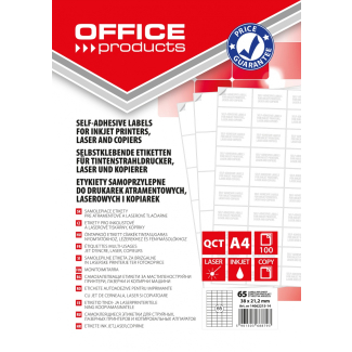 Етикети Office Products, 38х21.2mm, 100л. (6500бр)