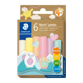 Пластилин Staedtler Noris Jumbo, 6 цв, паст. цв.