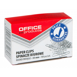Кламери Office Products, заоблен връх, 33mm, опаковка 100