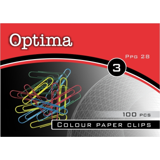 Кламери Optima, цветни, 28mm, опаковка 100
