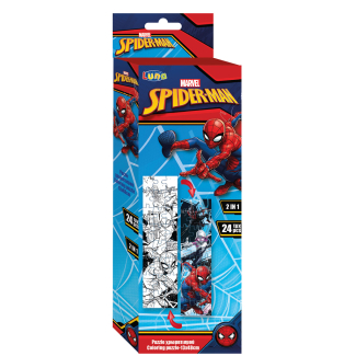Двустранен пъзел за оцветяване, 24 части,13x48cm, spiderman