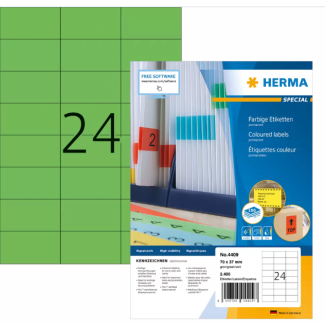 Етикети Herma Superprint 70х37,100 листа,2400 бр.,зелен